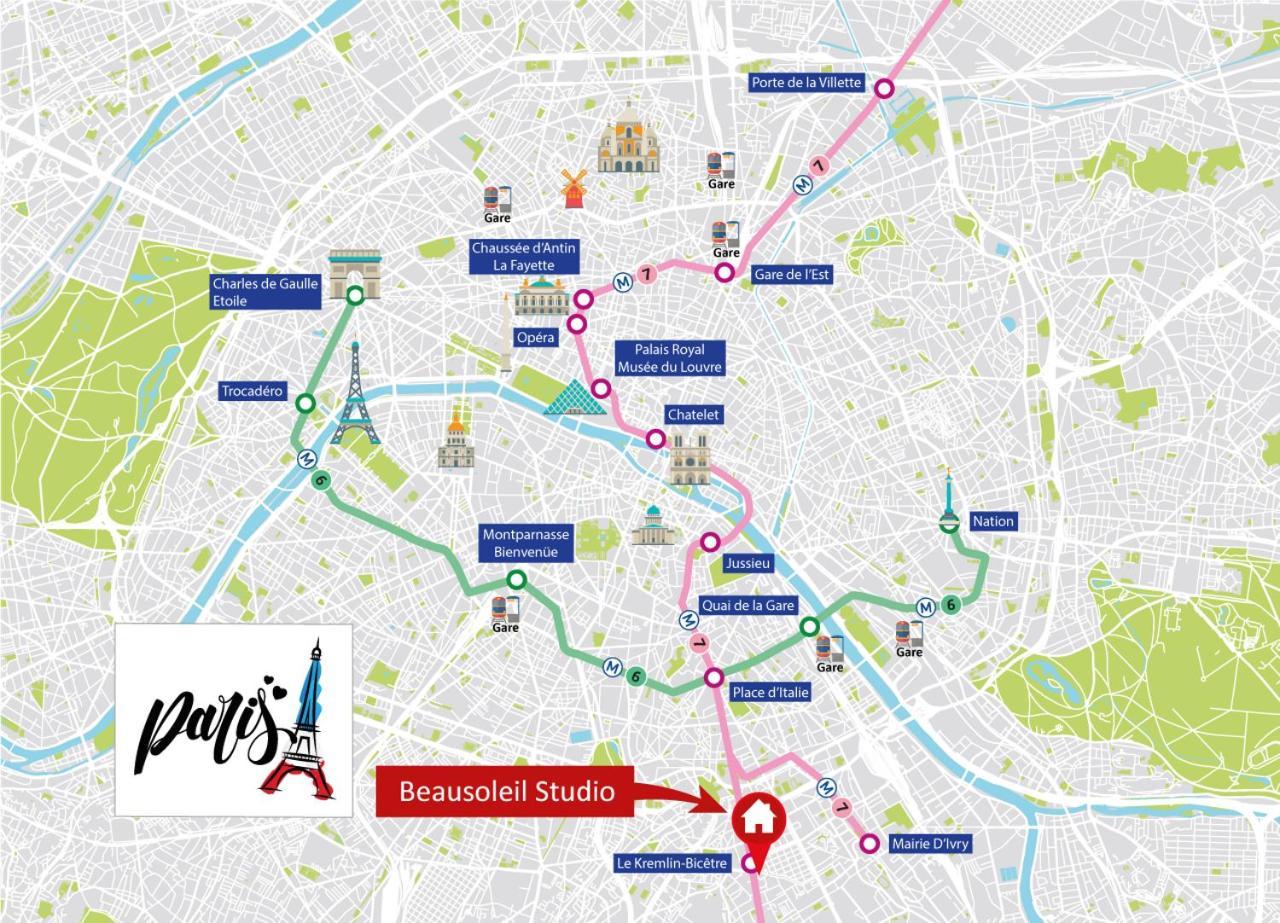 Beausoleil Studio Metro Paris Sud Ле-Кримлен-Бисетр Экстерьер фото